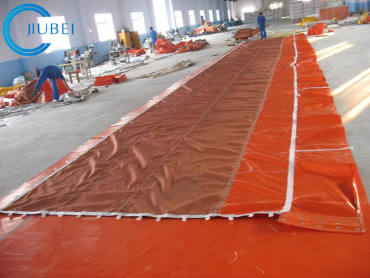 รั้วบูมน้ำมันลอยน้ำขึ้นน้ำลง ผ้า PVC โฟมแบนดูดซับ