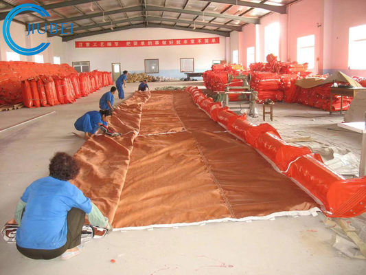 รั้วบูมน้ำมันลอยน้ำขึ้นน้ำลง ผ้า PVC โฟมแบนดูดซับ