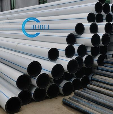 การจัดส่งน้ํา การบดท่อ HDPE สีขาว-ดํา ผสมผสานกับความต้านทานแรงกระแทกที่ดี / การเชื่อมต่อเหล็ก