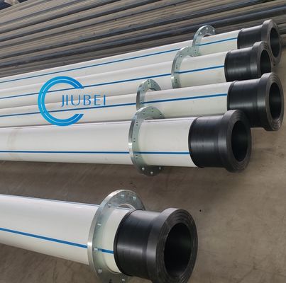 สีขาวมีเส้นสีฟ้าHDPE ท่อบด PE100 สายเชื่อมต่อ